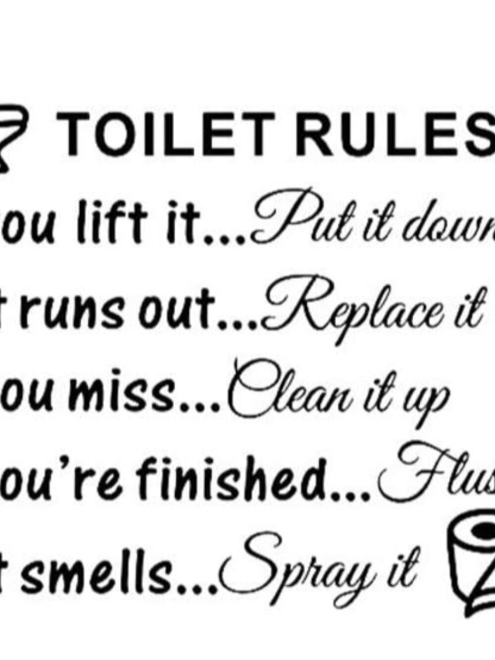DIY Removable Toilet Rules Wall Quote Stickers Bathroom WC Vinyl Decor